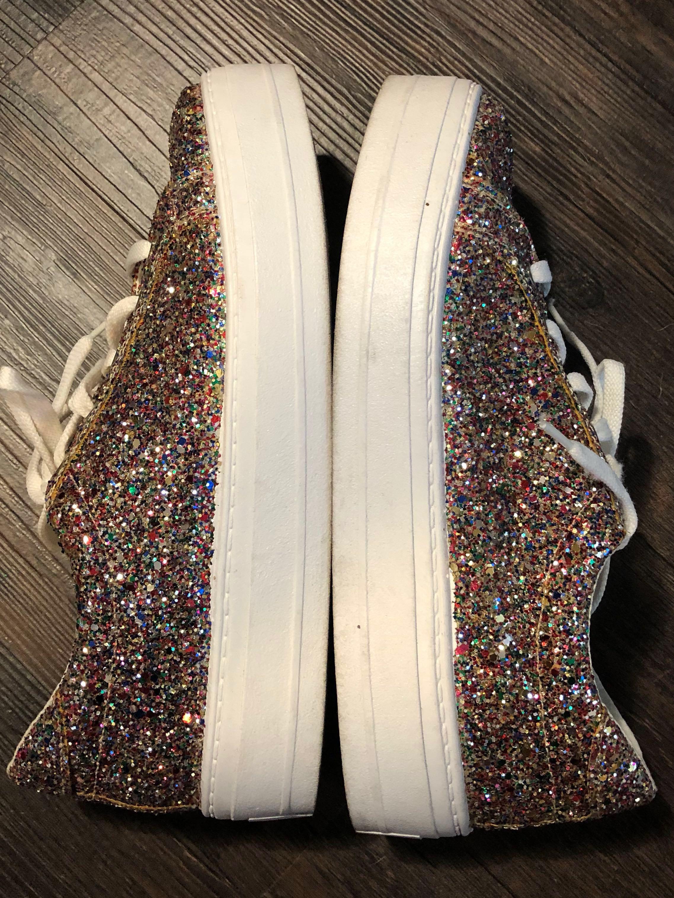 Glitter platform sneakers hotsell