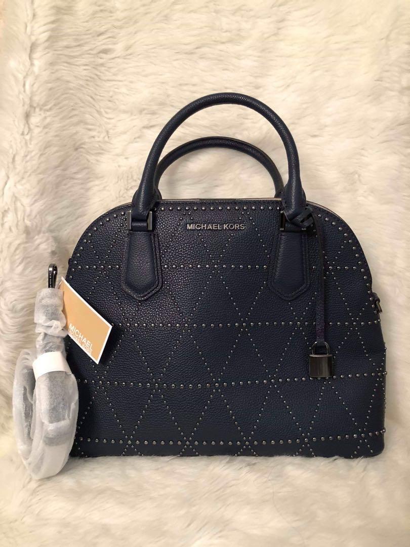 Authentic Michael Kors Adele Large Studded Dome Studded Leather Satchel 35h8gafs7l Luxury Bags Wallets on Carousell