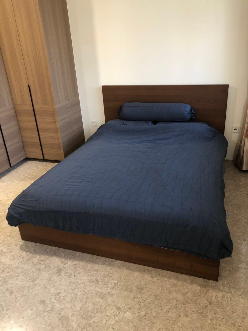 Stunning used ikea bed frame Barely Used Ikea Malm Double Wooden Bed Frame Furniture Home Living Frames Mattresses On Carousell