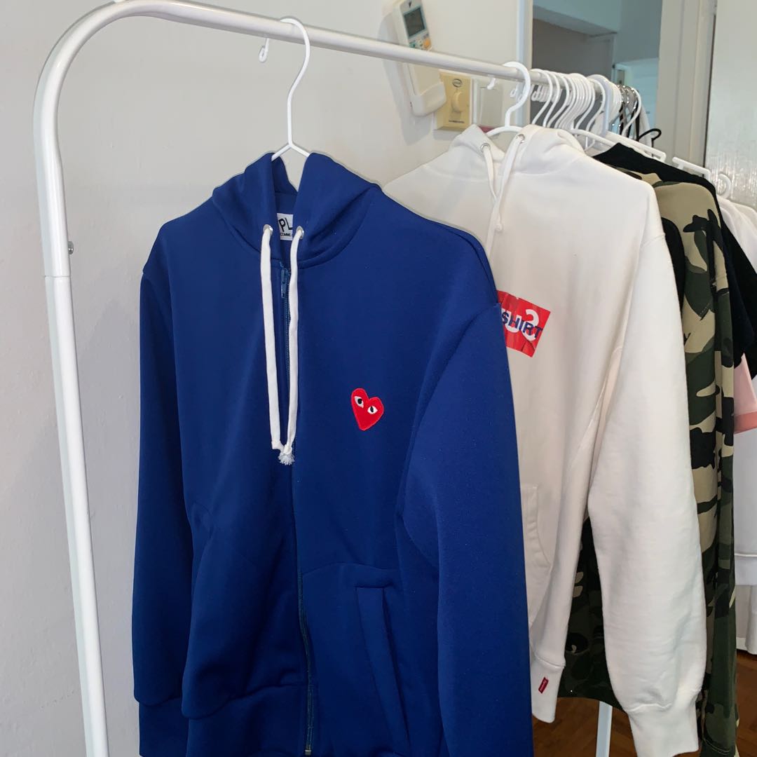 blue cdg hoodie