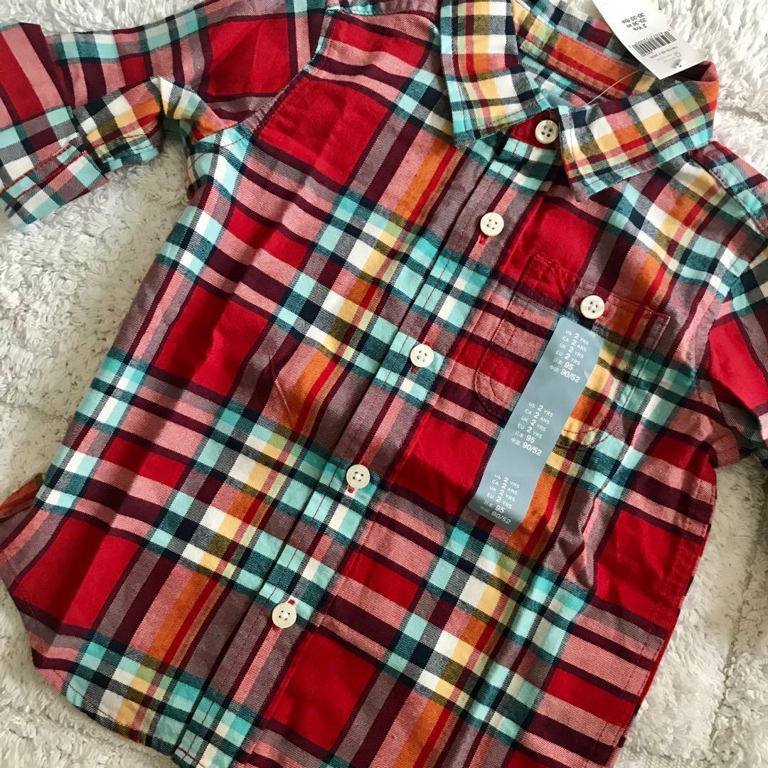 Bn Gap Toddler Boy Checkered Red Plaid Long Sleeves Shirt 2 Years