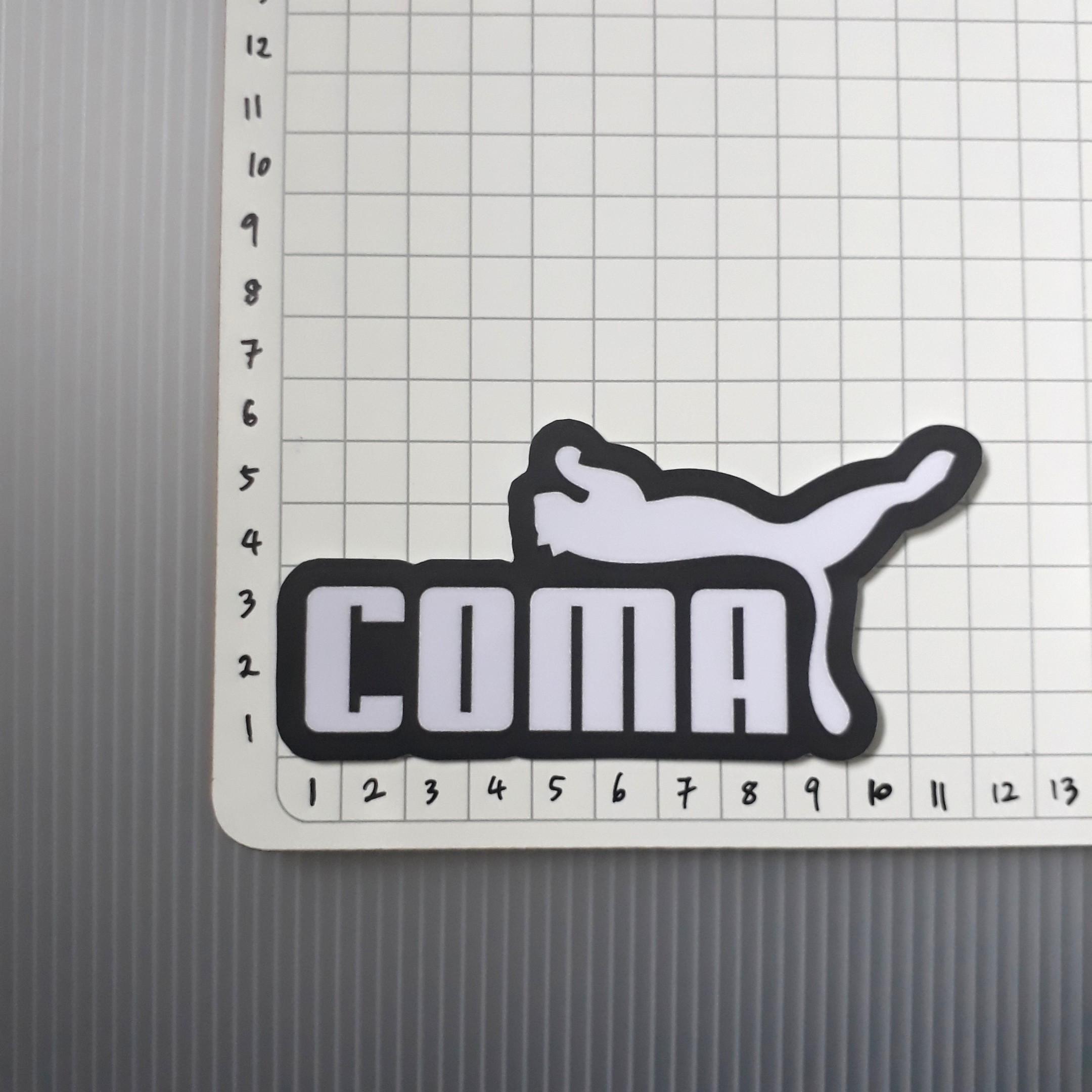 COMA (Puma parody) vinyl sticker, Design & Craft, Art & Prints on Carousell