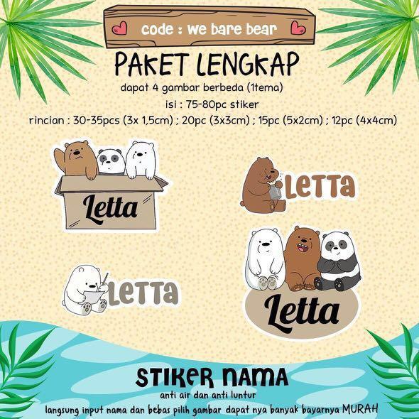 Custom Sticker Label Waterproof We Bare Bears Wbb Books Stationery Stationery On Carousell