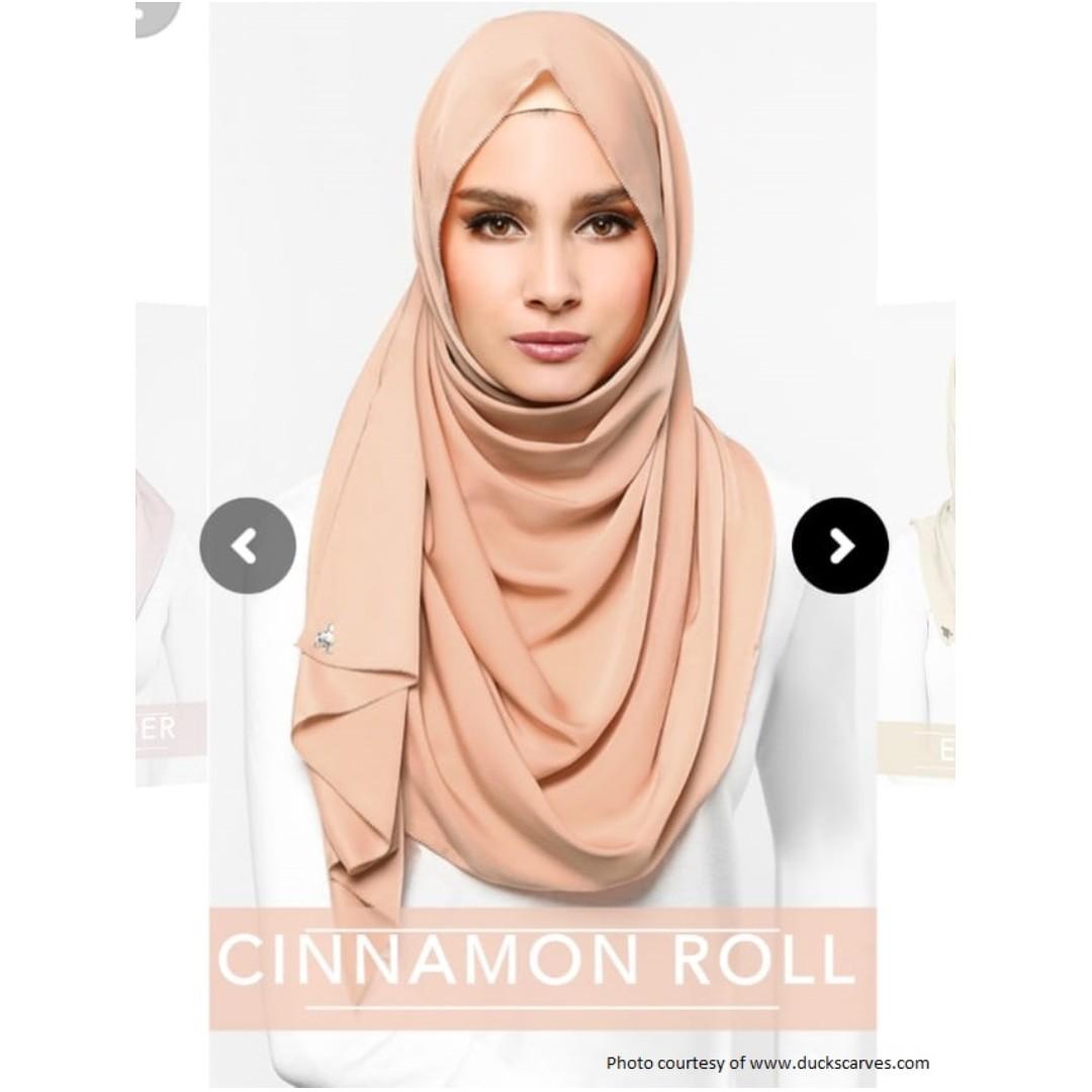 DUCK MONOGRAM SATIN SILK SHAWL IN ECLAIR, Women's Fashion, Muslimah  Fashion, Hijabs on Carousell