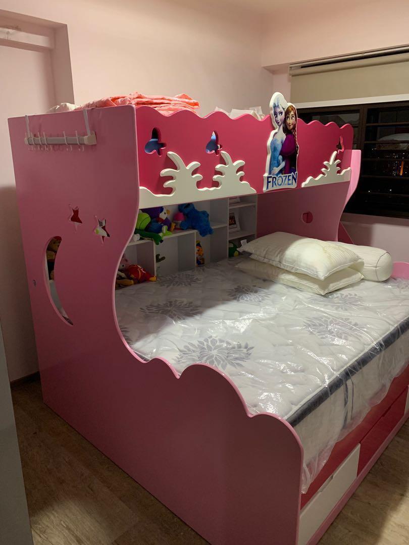 Frozen Theme Kids Double Decker Bed Furniture Beds