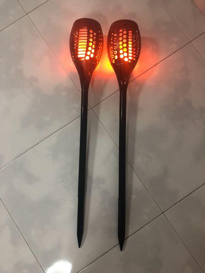 Gogomy Led Solar Torch Lights Outdoor Waterproof Flickering Flame