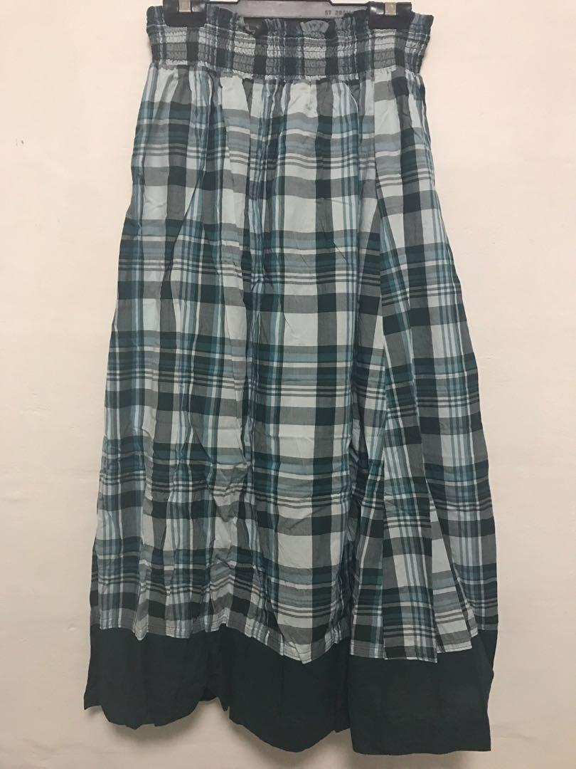 checkered maxi skirt