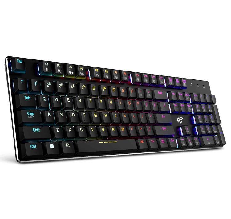 HAVIT HV-KB395L Low Profile Mechanical Keyboard, 104-Key, Programmable ...