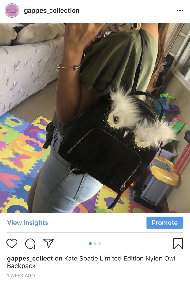 kate spade owl back pack