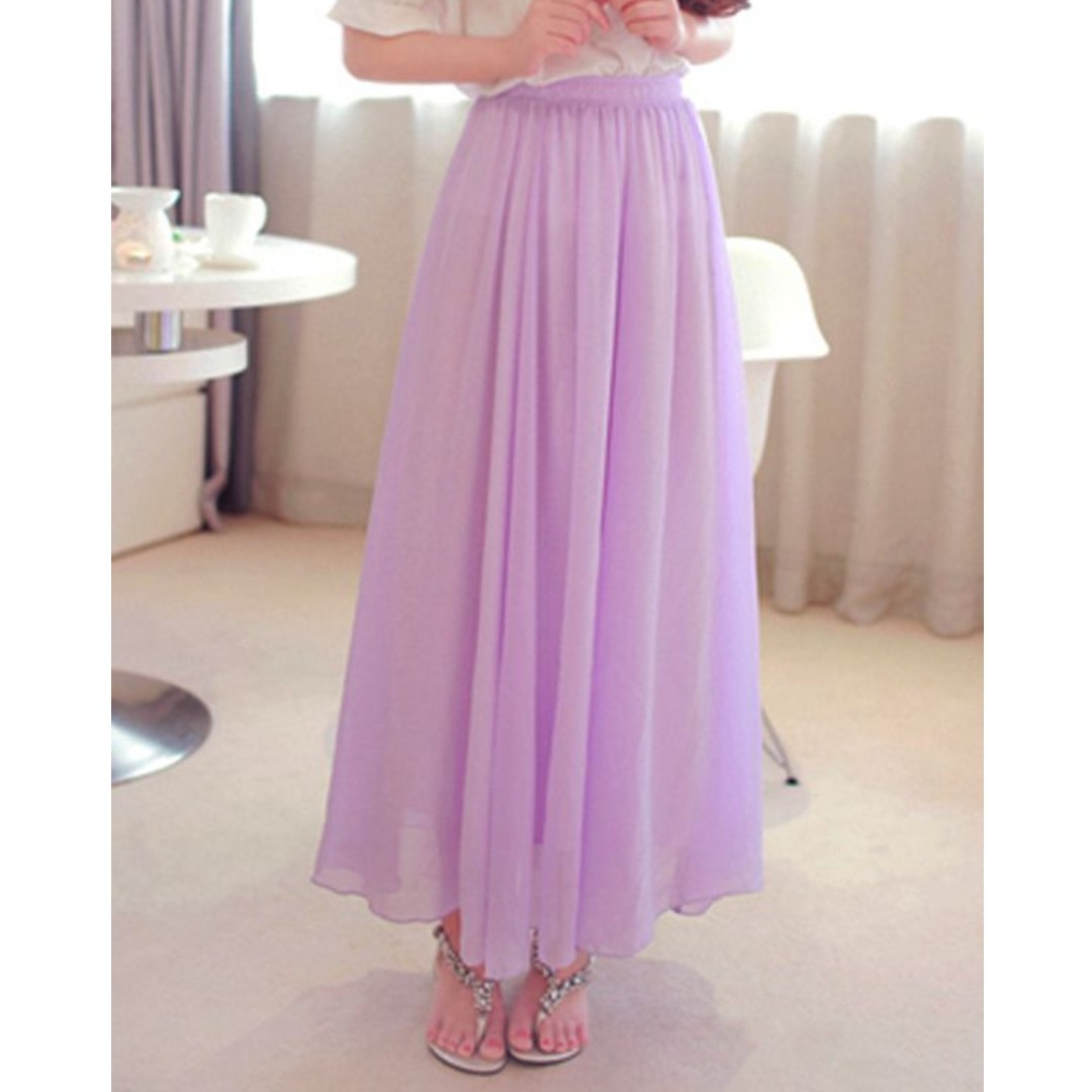 purple chiffon maxi skirt