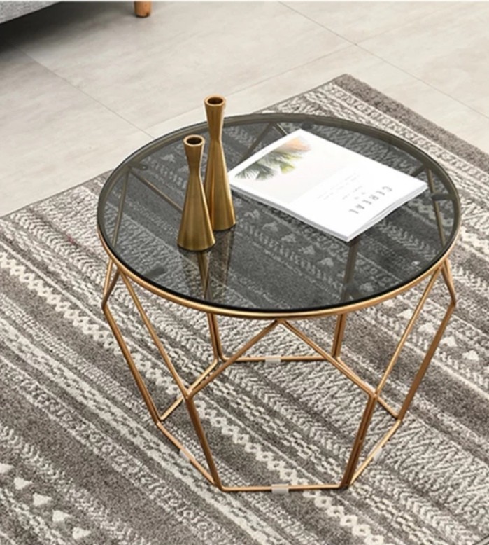 Modern Tinted Glass, Marble Top Coffee and Side Table, Furniture & Home