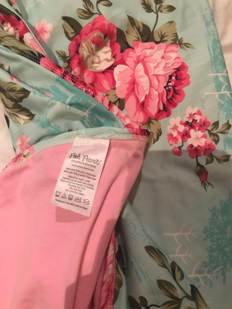 Poshpeanut aqua floral robe and matching swaddle Women s Fashion