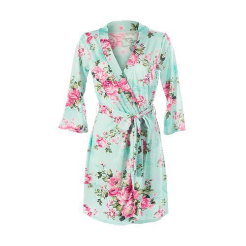 Poshpeanut aqua floral robe and matching swaddle Women s Fashion New Undergarments Loungewear on Carousell