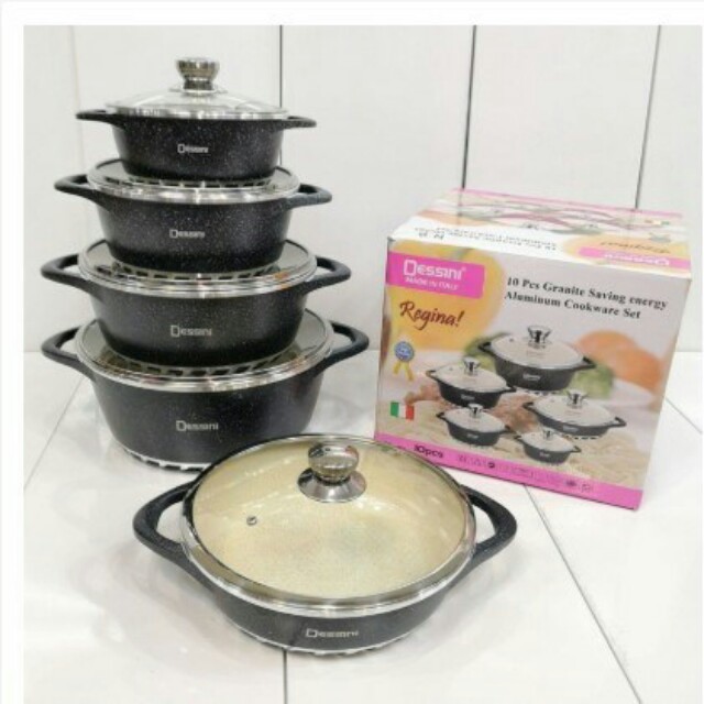 Dessini Granite Cookware Set Copper Pans Safe
