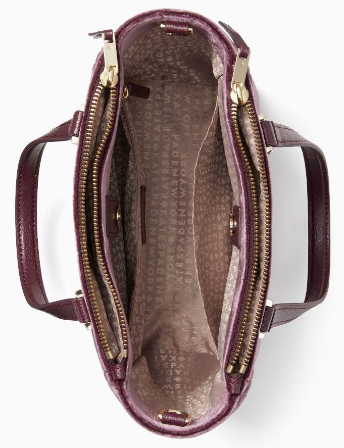 SALE Kate Spade Dawn Place Velvet Mini Kona Satchel Handbag Slingbag Crossbody Deep Plum Purple Women s Fashion Bags Wallets Cross body Bags on Carousell