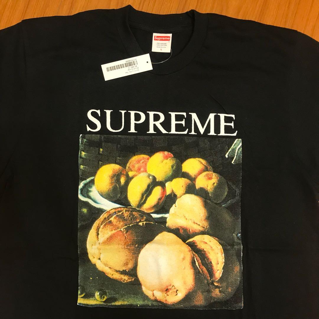 Supreme 18FW Still Life tee 蜜桃 photo tee 黑色 尺寸：Ｌ 狀態：全新 售價：2880