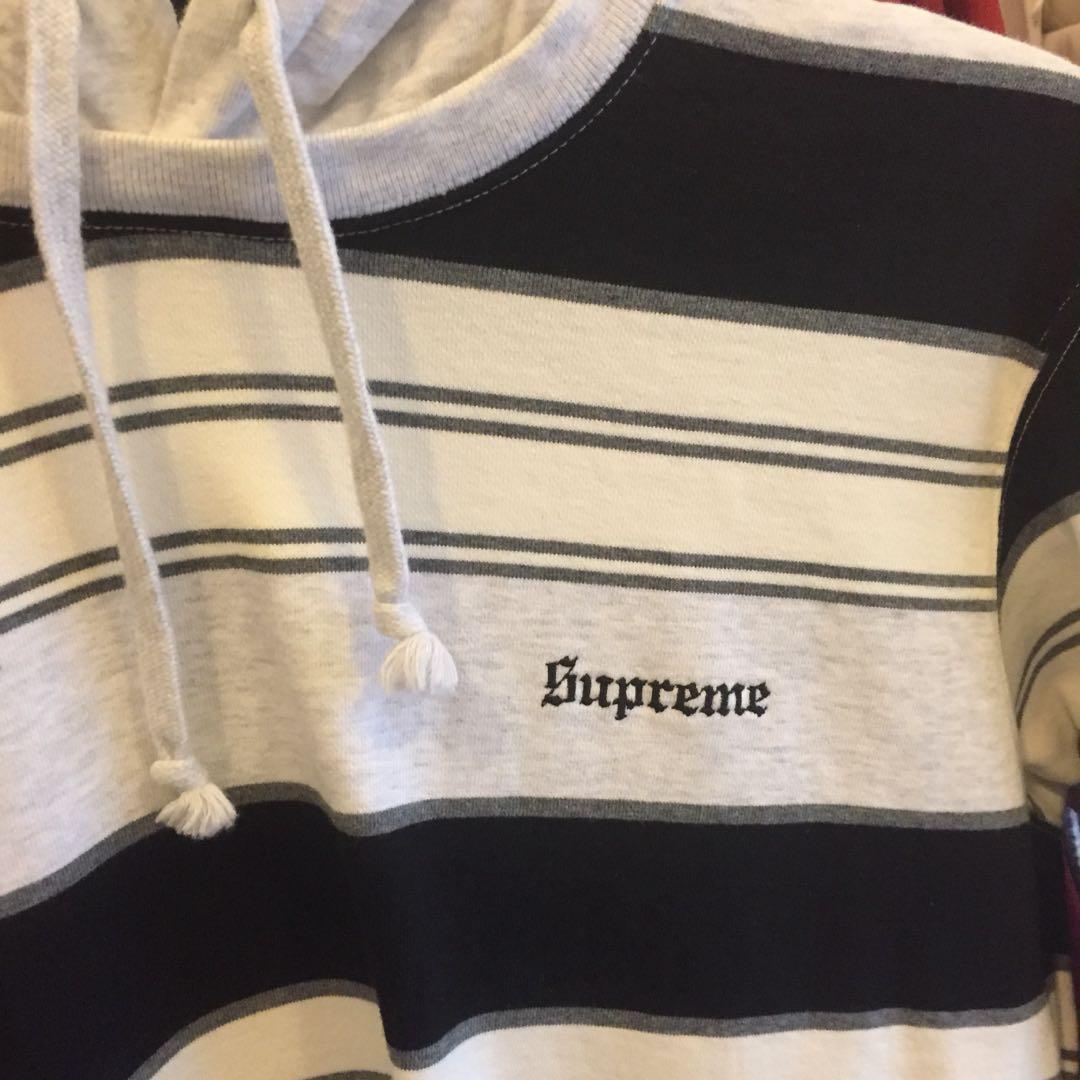SUPREME striped hoodie Men s Fashion Tops Sets Hoodies on Carousell