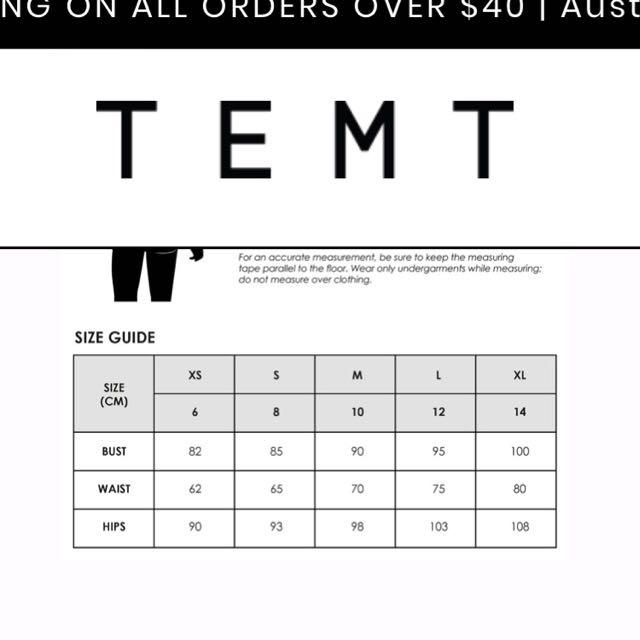 Temt Size Chart