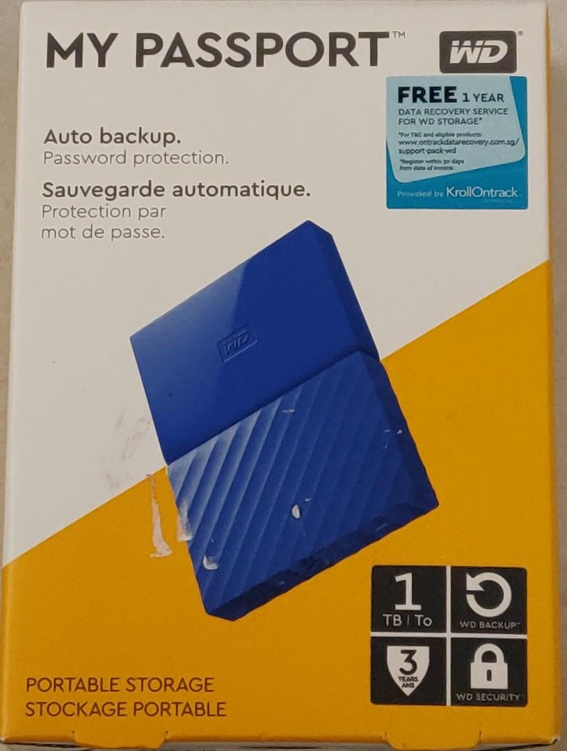 Western Digital 1TB 2.5" Portable Hard Disk (Blue), Computers & Tech