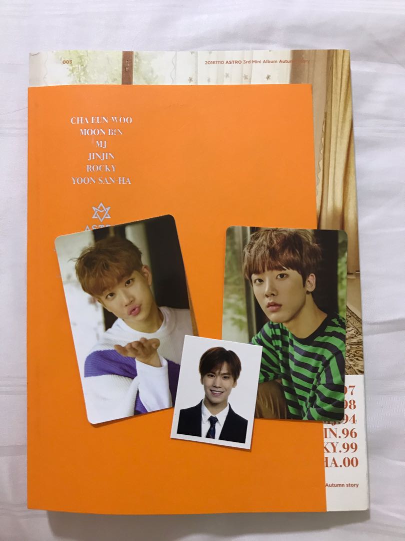 Astro Autumn Story Album (orange) with MJ, Sanya Photocard and Rocky ID photo