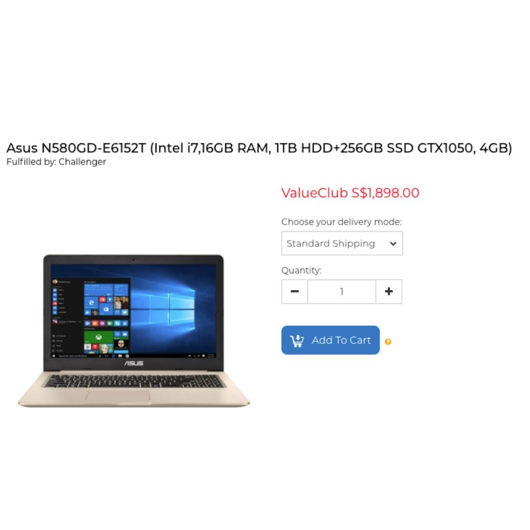 Asus Vivobook Pro 15 N580gd Intel I7 8750h 16gb Ram 1tb Hdd 256gb Ssd Gtx1050 4gb Electronics Computers Laptops On Carousell