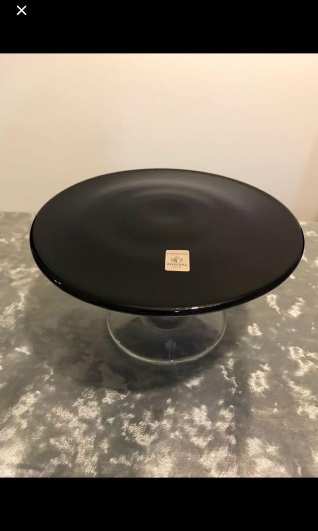 BNIB Beautiful Dark Purple Zwiesel Crystal Glass Plate, Furniture