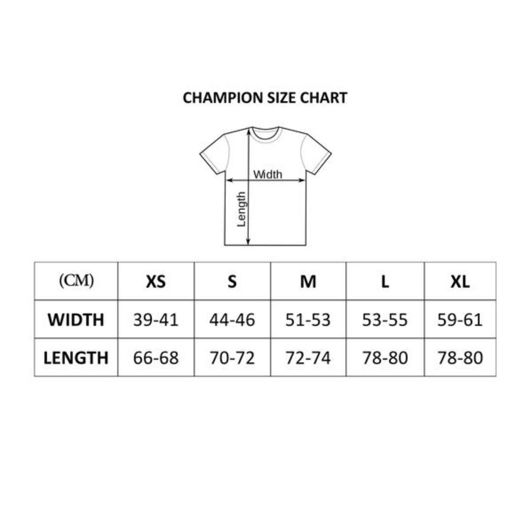 champion long sleeve size chart