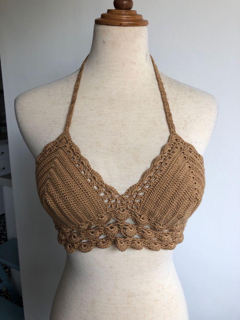 crochet top no bra
