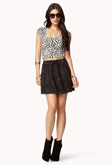 forever 21 leopard cheetah print white crop top with cross back