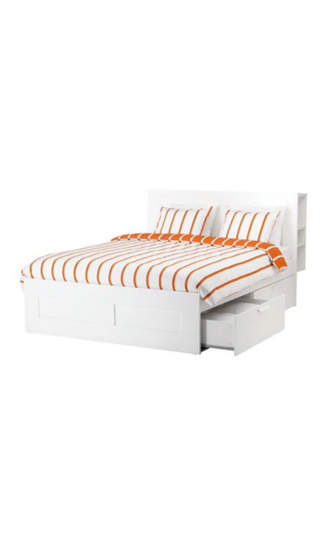 Ikea Brimnes Storage Bed White Queen Sized Furniture Beds Mattresses On Carou - Queen Size White Bed Frame With Storage Ikea Brimnes Storage Bed White Queen Sized Furniture Beds Mattresses On Carou - Queen Size White Bed Frame With Storage