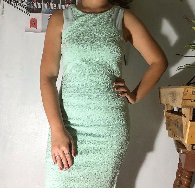 mint green fitted dress