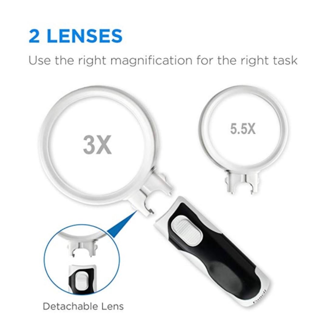 strong 3x 5x large lens handheld magnifier with light fancii led illuminated hand magnifying glass set for reading office supplies stationery office supplies cate org