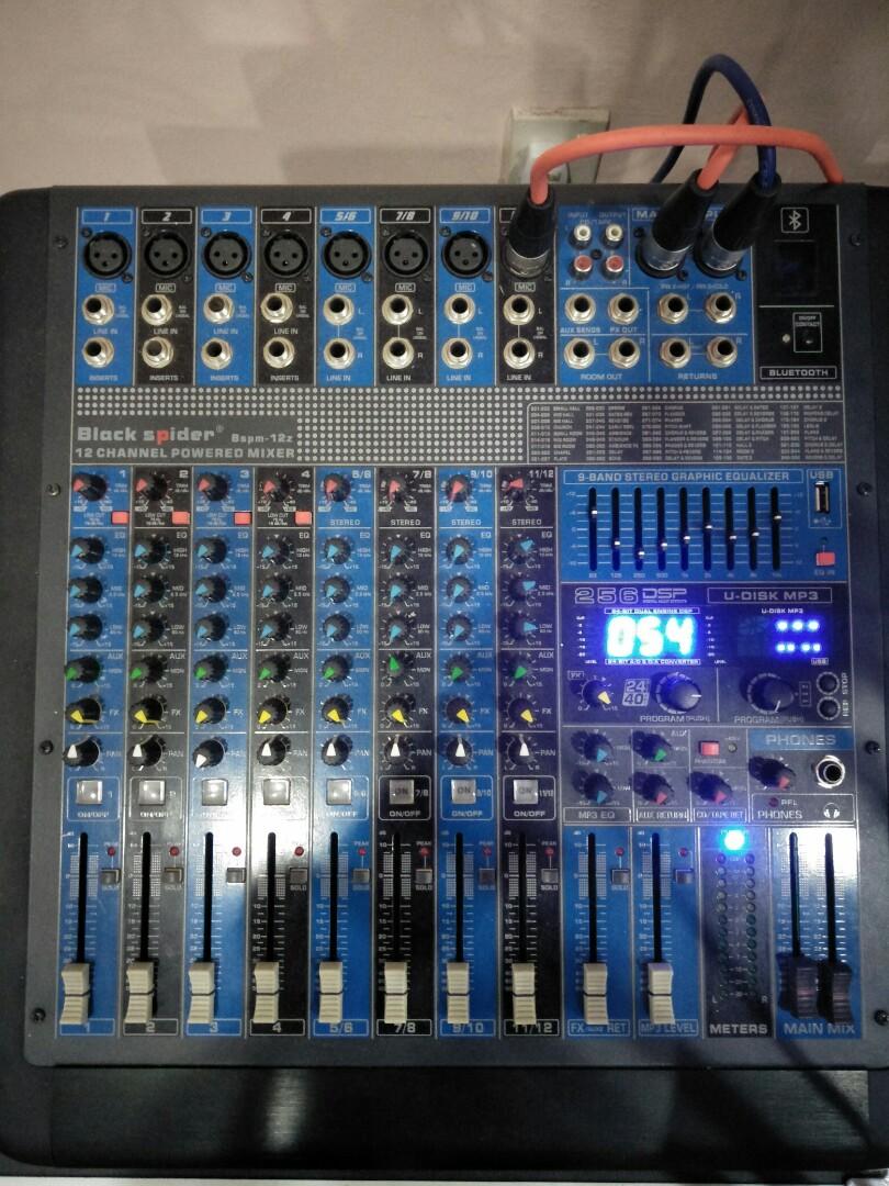 Power Mixer Black Spider 12 channel 700watt, Hobbies & Toys, Music