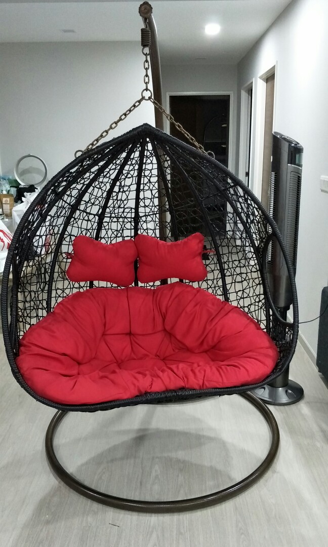 Rattan swing chair discount double