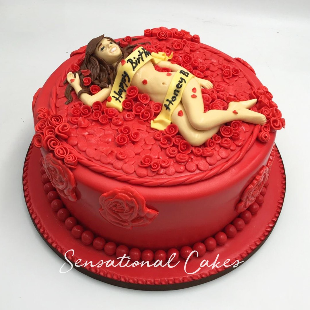 Sexy Lady Red Roses Design Wife Birthday Woman Theme 3d Custom Cake