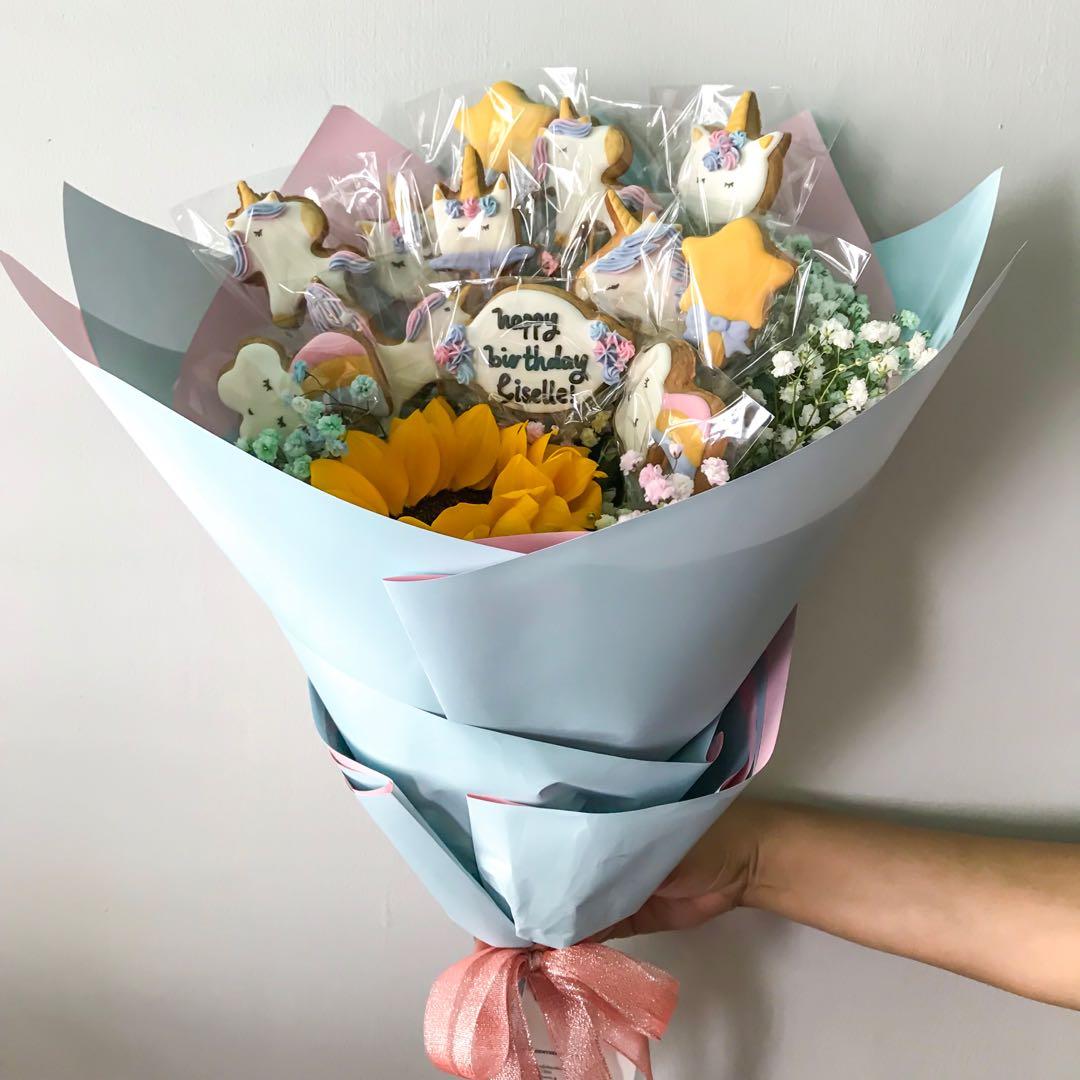 Unicorn Themed Cookie Bouquet Food Drinks Baked Goods On Carousell