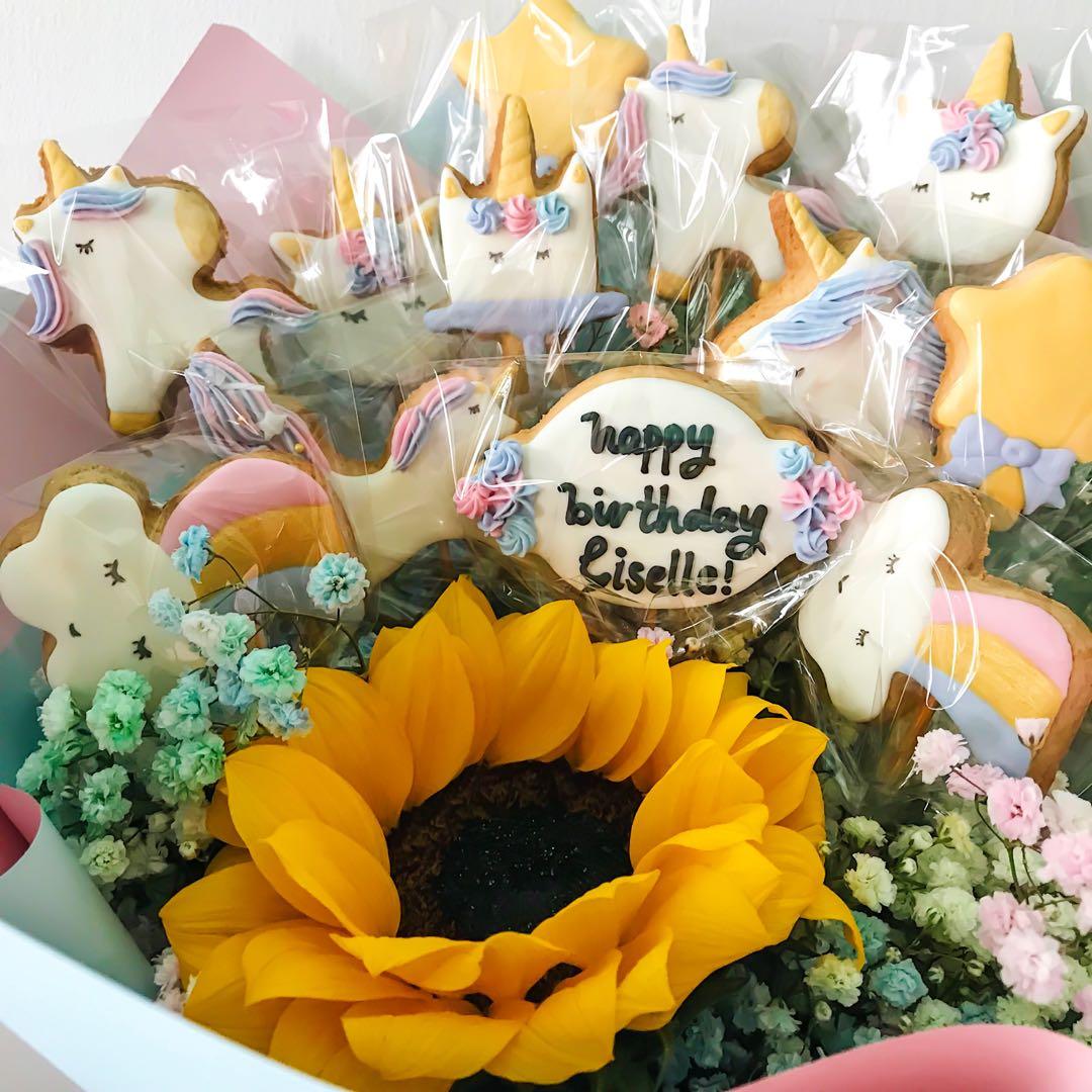 Unicorn Themed Cookie Bouquet Food Drinks Baked Goods On Carousell