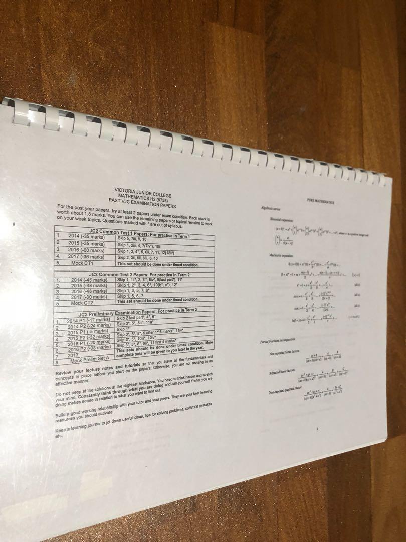Vjc Past Year Exam Papers Books Stationery Textbooks Tertiary On Carousell