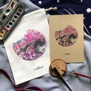 Sakura drawstring bag
