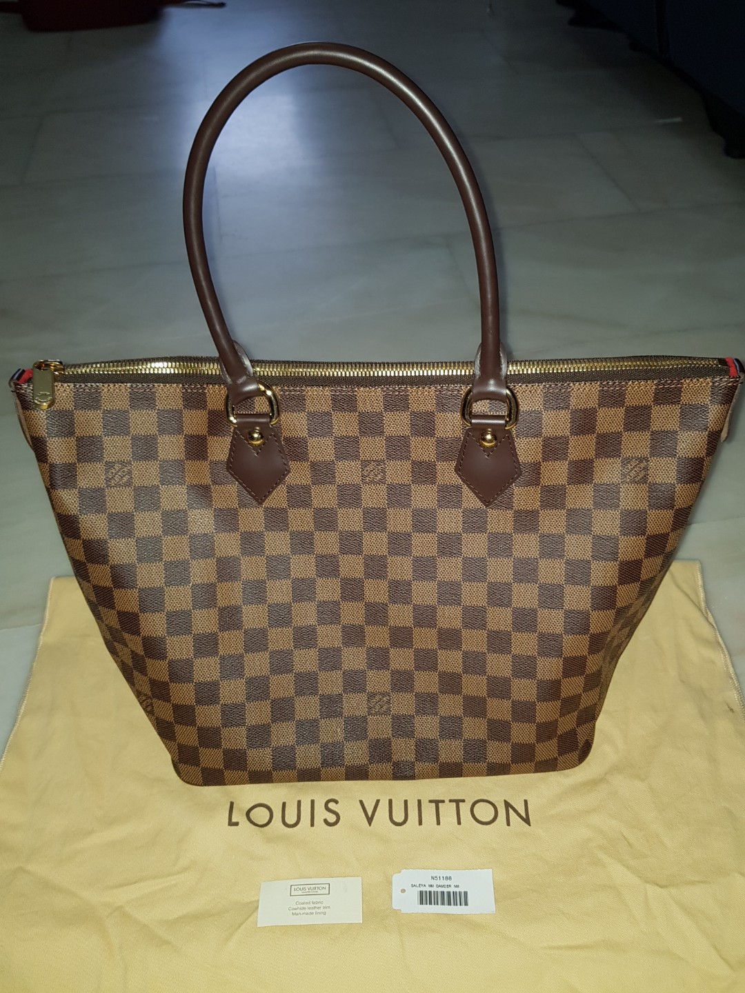 Authentic Louis Vuitton Bag - Saleya MM Damier Ebene with Dust Bag and LV  Paper Carrier, Luxury, Bags \u0026 Wallets on Carousell