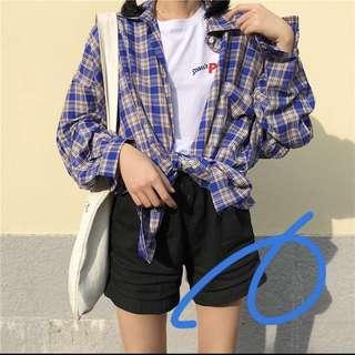 寬版格紋襯衫