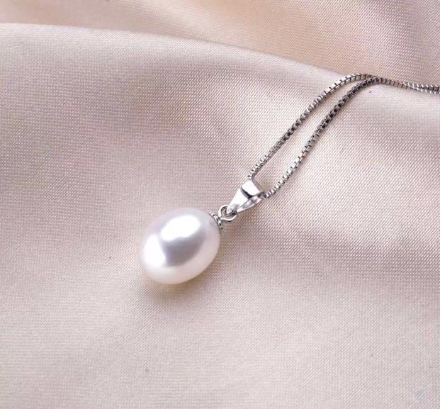 925 Silver Genuine Freshwater Pearl Pendant Necklace New - Tiffany Olive Leaf Pearl Pendant 925 Silver Genuine Freshwater Pearl Pendant Necklace New - Tiffany Olive Leaf Pearl Pendant