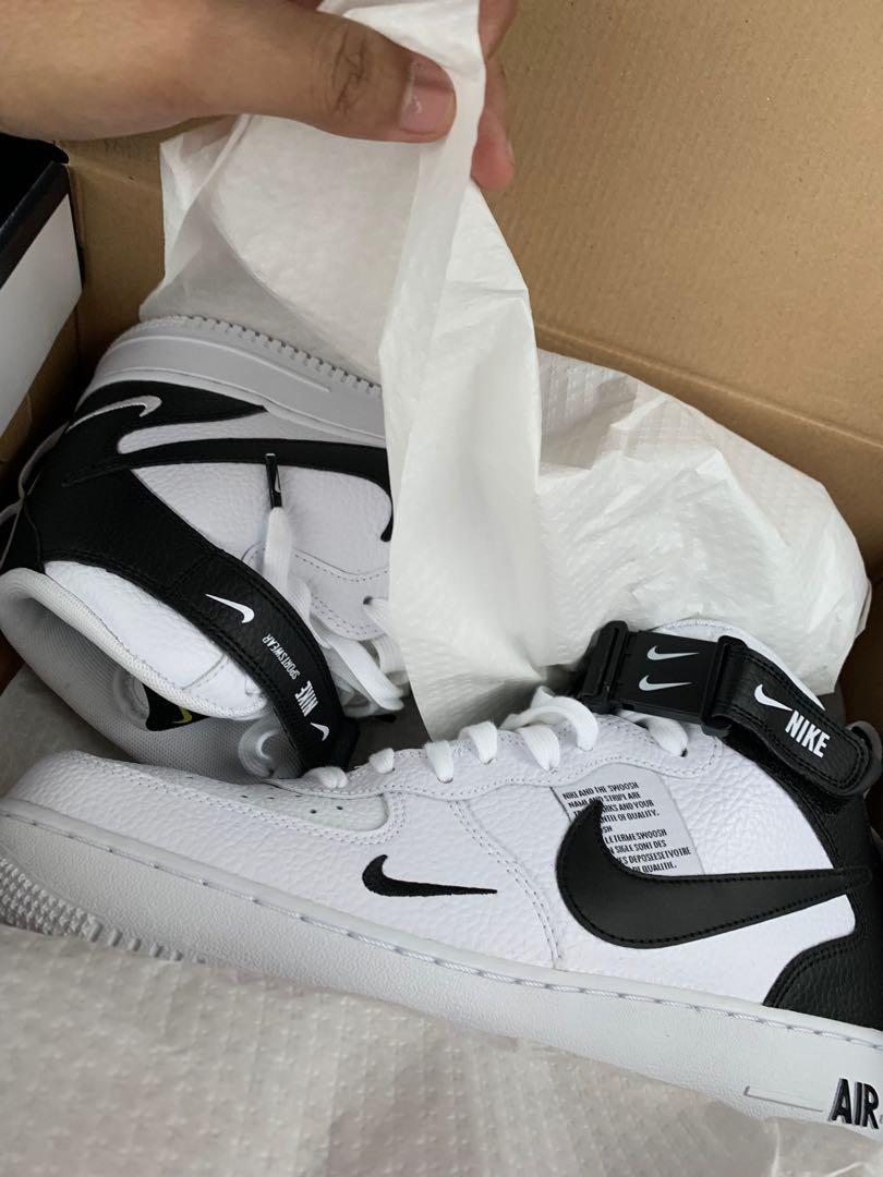 air force 1 mid black and white