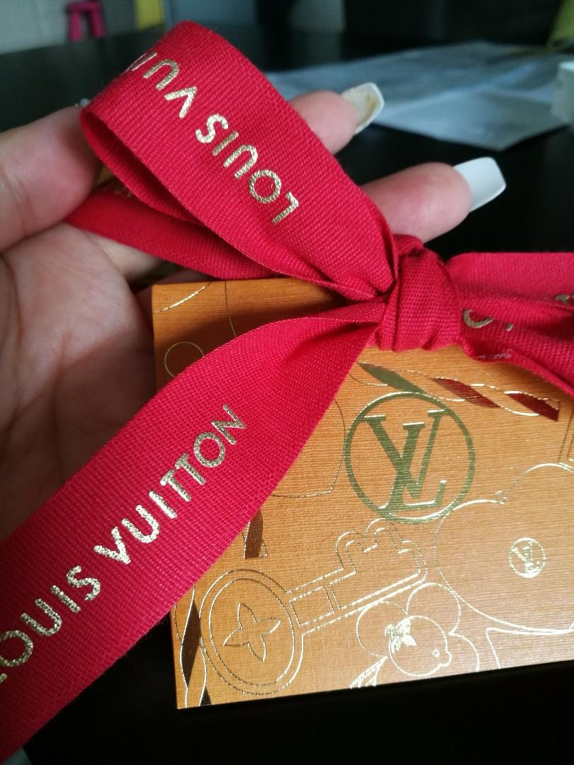 Authentic Louis Vuitton Gift Card Tag with Blue Logo Ribbon Valentines Red  Heart