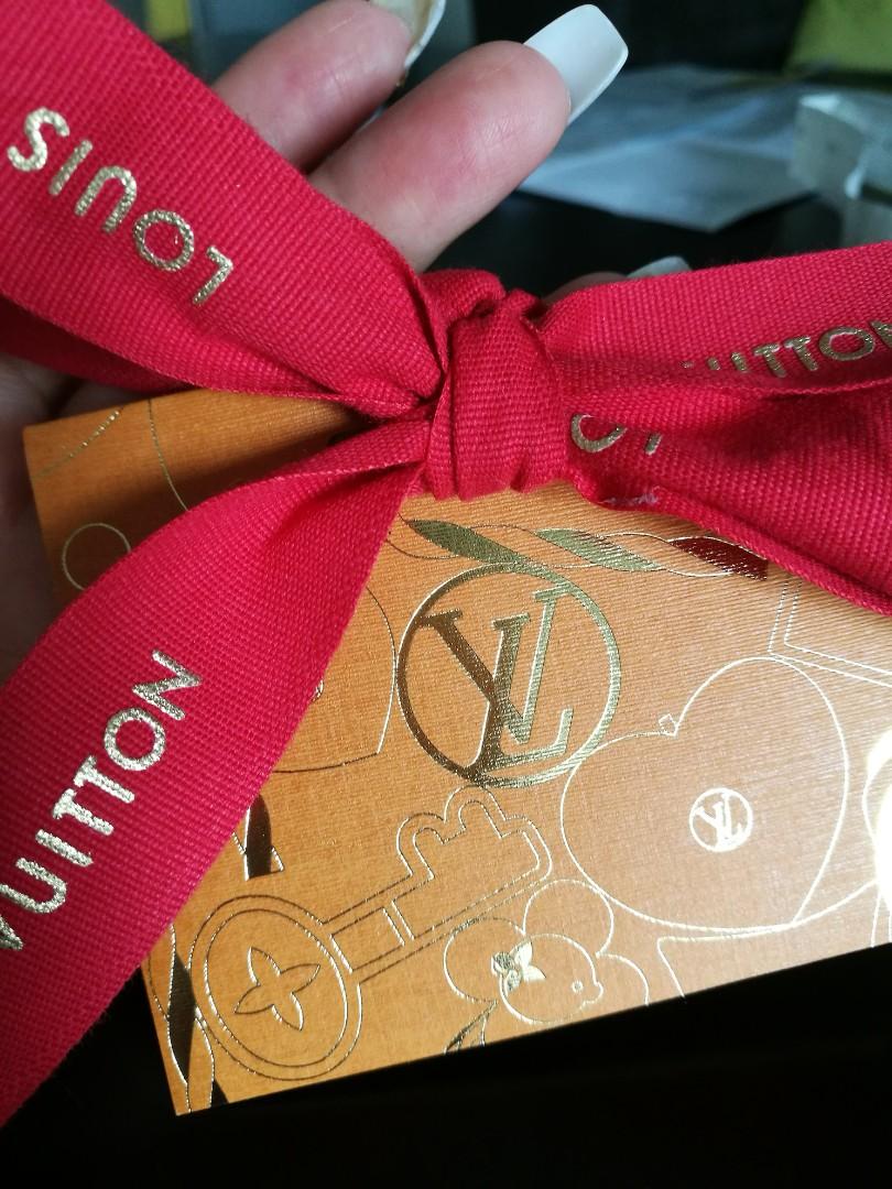 Authentic Louis Vuitton Gift Card Tag with Blue Logo Ribbon Valentines Red  Heart 