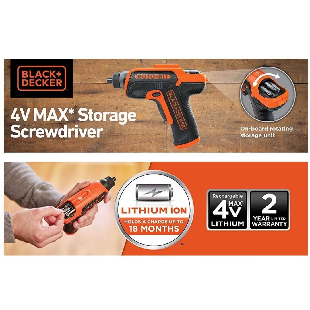 Black Decker BDCS50C 4V Roto BIT Storage Screwdriver Furniture Home Living Home Improvement Organisation Home Improvement Tools Accessories on Carousell