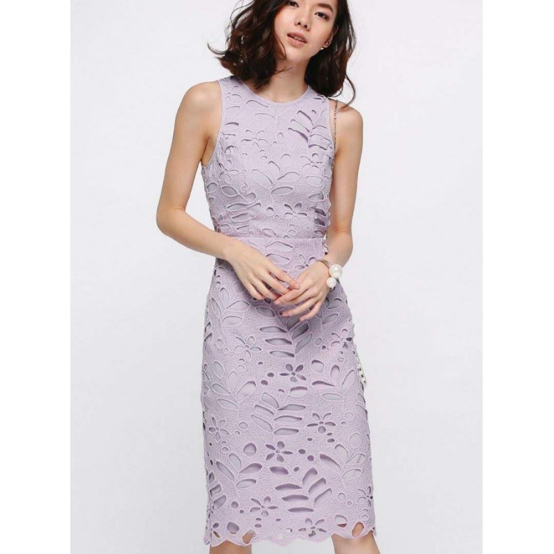 lavender bodycon midi dress
