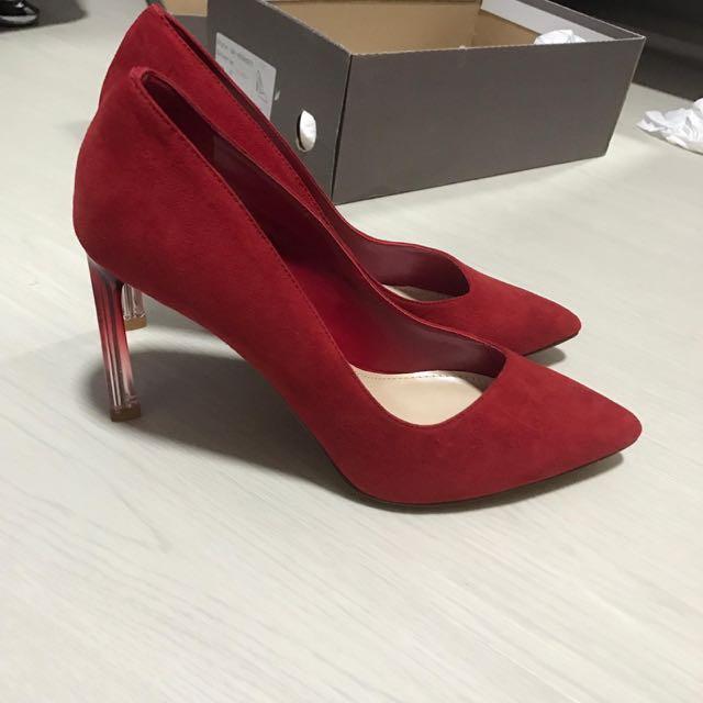 suede red heels