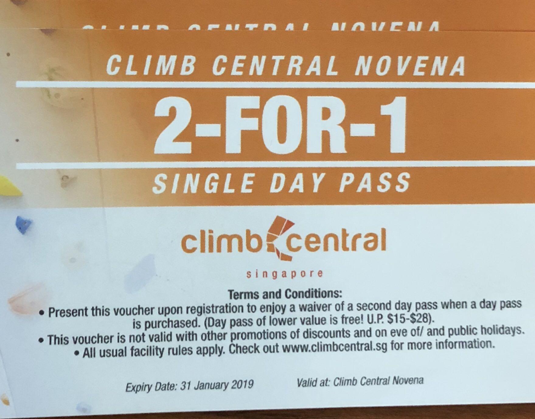 Climb central climbing passes vouchers Novena, Tickets & Vouchers