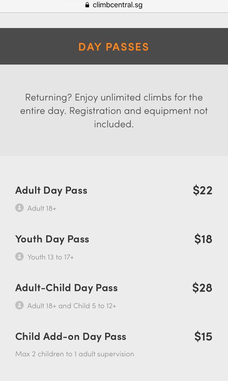 Climb central climbing passes vouchers Novena, Tickets & Vouchers
